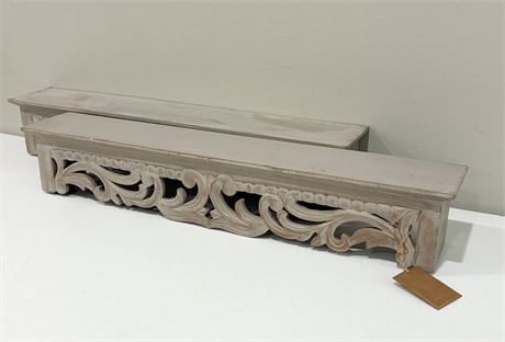 BREWSTER HOME FURNISHINGS ~ Pair of Distressed Ledge Type Shelves