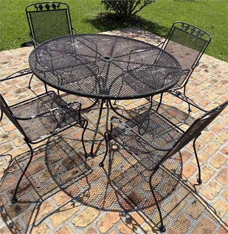 MCM Painted Wrought Iron Patio Dining Set
