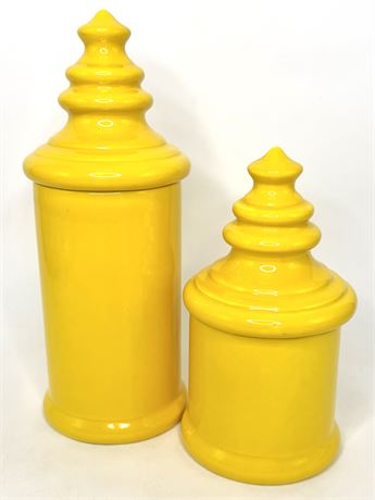 Set of 2 Vintage MCM Dandelion Yellow Ceramic Canisters