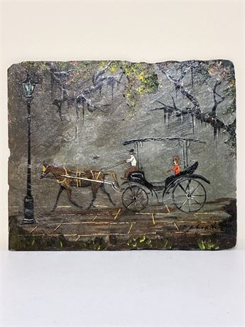 MJ CHAPOTON ~ Handpainted NOLA Roof Slate Bayou & French Qtr Scene