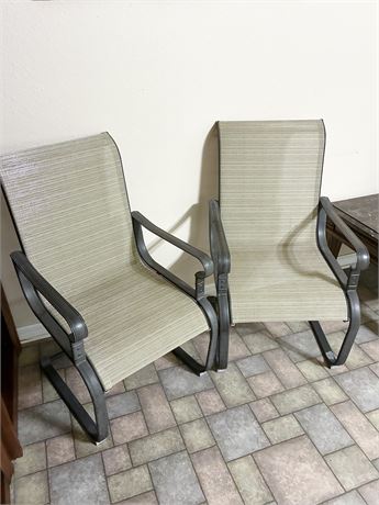 HAMPTON BAY ~ Pair (2) of Textilene Fabric & Metal Frame Patio Chairs