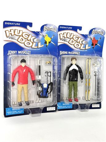 Set of 2 Vintage Collectible Hucke Dolls Still in Package Never Opened