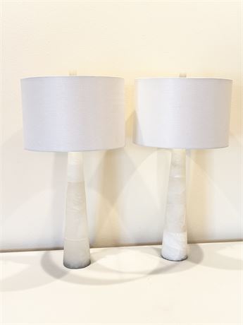 Pair of Heavy Beautiful Alabaster Lamps
