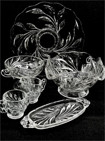 INDIAN GLASS ~ Willow Clear ~ 6 Assorted Serving Pieces