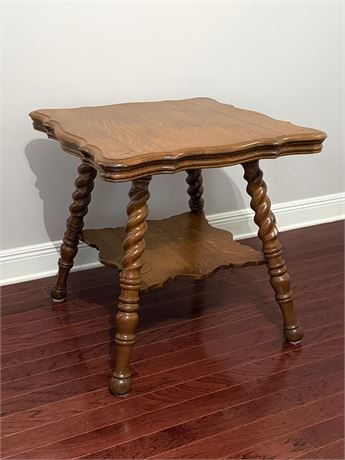 Tiger Oak Barley Twist Parlor Table