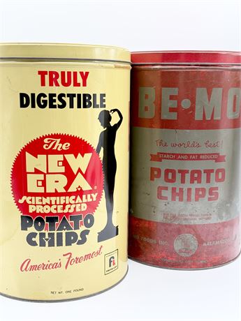 (2) Collectible Potato Chip 11” Tall Tins