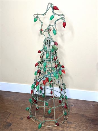 Vintage Wrought Iron Lighted Christmas Tree - Over 3.5 Feet Tall