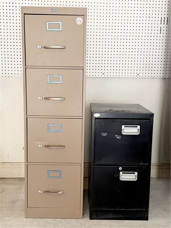 Pair (2) Metal Filing Cabinets