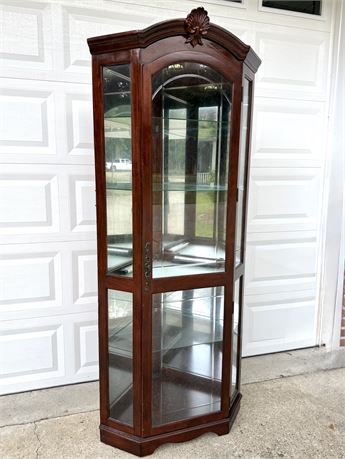 Pulaski Wood Corner Curio Cabinet with Shell Carving