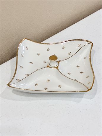 Fleur de Lis ~ Vintage Porcelain Divided Serving Dish
