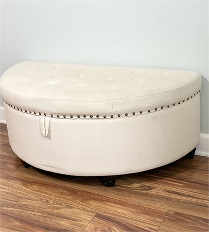 Upholstered Half Moon Storage Ottoman