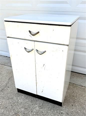 Vintage Kitchen Metal Cabinet with Enamel Top