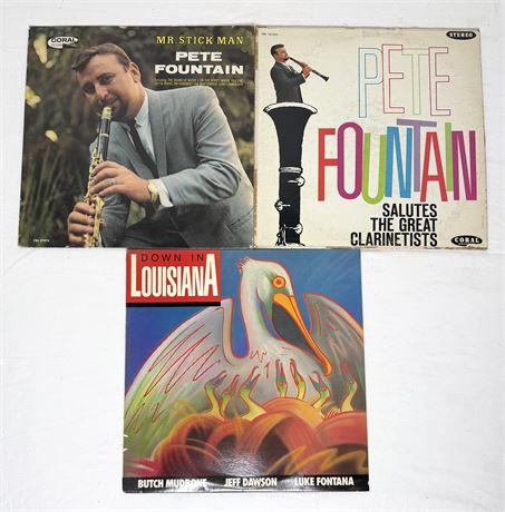 2 Early Pete Fountain Albums, One Signed By Pete Fountain! Plus Bonus LA Album