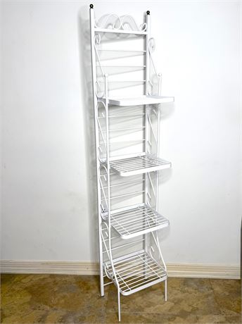 White Wrought Iron 4 Shelf Rack