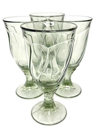 Set of 4 Noritake Sweet Swirl Light Green Wine Goblets