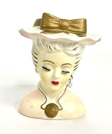 Vintage Lee Wards Pink Lady Head Vase