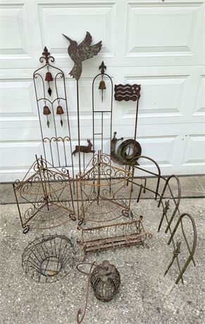 Assorted Wrought Iron Lawn Ornament Lot