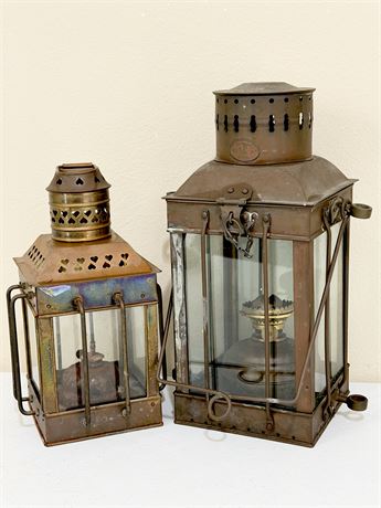 Pair (2) ~ Viking Nautical Ship Maritime Oil Lantern Lamp