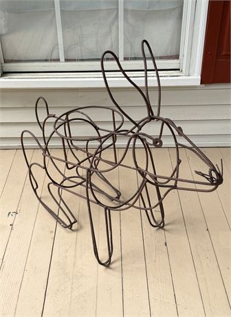 Large and Heavy Wrought Iron Bunny Planter