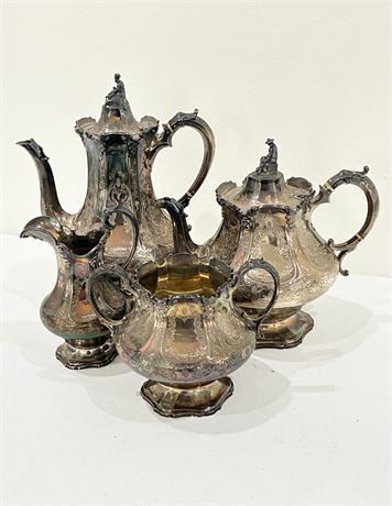 Vintage Silverplated Rococo Style Coffee & Tea Service Set