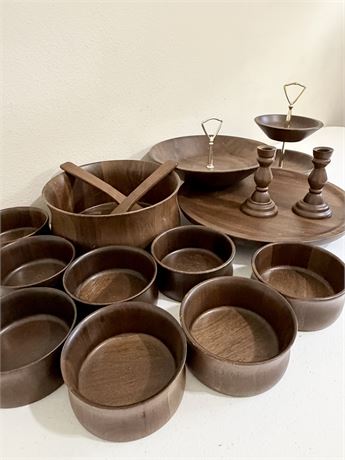 DIVERSIFIED / LEBANON / NICKERSON FARMS  ~ 14 Pcs. Solid Walnut Serving Pieces