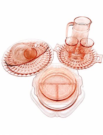 Pink Depression Glass Lot - Jeannette Glass,Princess Pink Glass,Arcoroc Rosaline