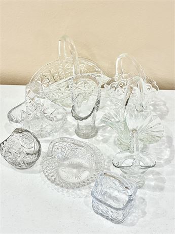 Lot of (9) Assorted Crystal Baskets
