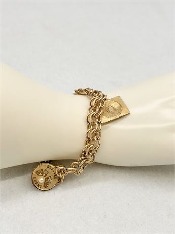 12K GF ~ Chunky Charm Bracelet With 2 Charms