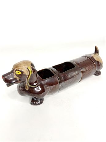 MCM Ceramic Weiner Dog Condiment Holder and Salt and Pepper Shakers
