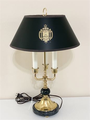SIRRICA LTD ~ U.S. Naval Academy Brass & Marble Bouillotte-Style Lamp