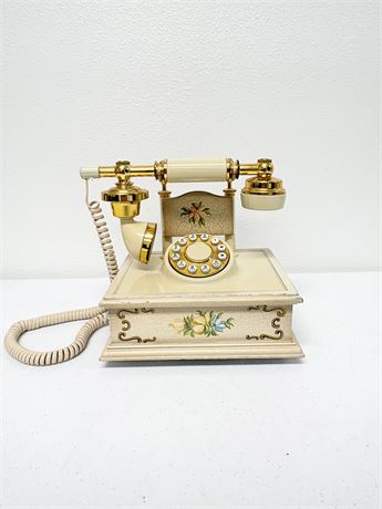 Vintage French Provincial Ivory Push Button Phone ~ Decorative