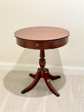 Pedestal Brass Claw Foot Drum Table