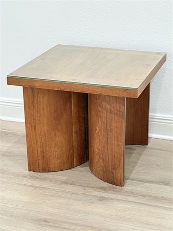 MCM Kroehler?? Wooden Side Table With Protective Glass Top