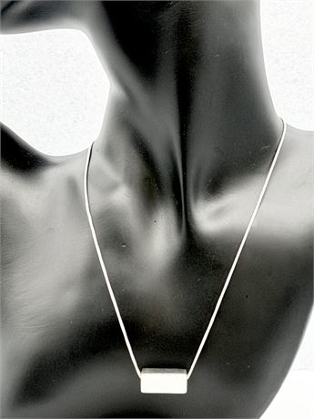 Sterling Silver Box Chain With Block Pendant