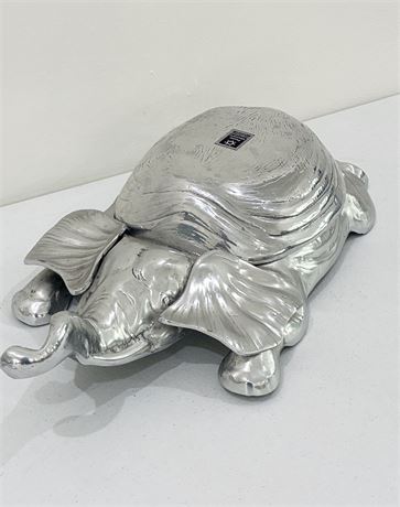 Handmade Mexican Pewter Elephant Sculpture Tray / Lidded Dish