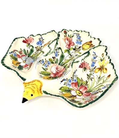 Italian Pottery Bird Bowl Hors D'oeuvre Platter