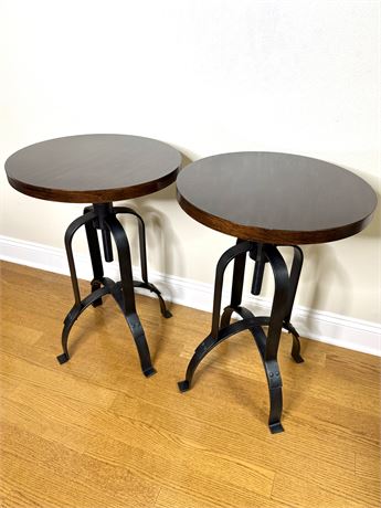 Wood Swivel Top Round Side Tables