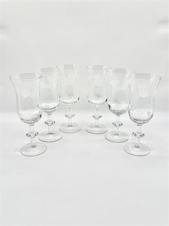 6Pc Etched Floral Parfait Glasses