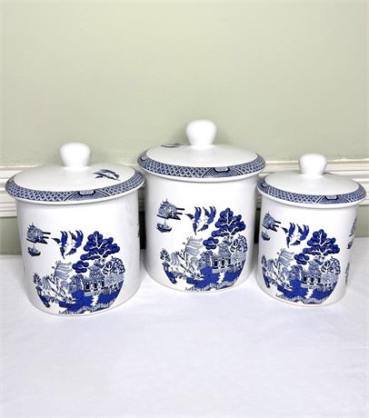 Set of 3 Royal Cuthbertson Blue and White Canister Set