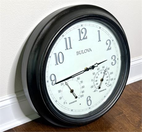 Bulova Weather Master Outdoor 18" Wall Clock with Bronze Metal Finish Frame