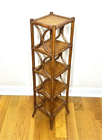 Small Bamboo Rattan Frame Shelf Table