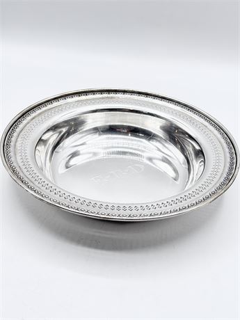 STERLING SILVER ~ 9” Round Floral Design Serving Bowl