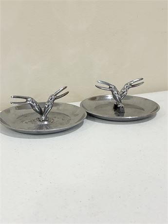 Pair (2) of MCM Chrome “Pincherette” Style Ashtrays