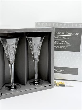 WATERFORD ~ Pair (2) ~ The Millennium 5 Universal Toast Flutes