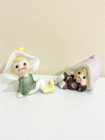 HOMCO ~ Pair (2) of Vintage Pixie Elf Figurines