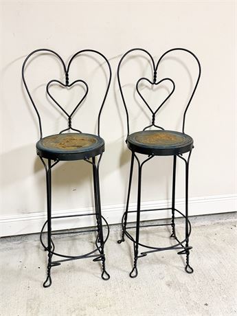 Pair (2) Metal Outdoor Bistro Stools