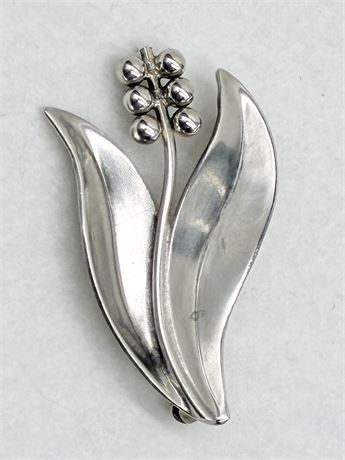 STERLING ~ Vintage Floral Brooch ~ Denmark