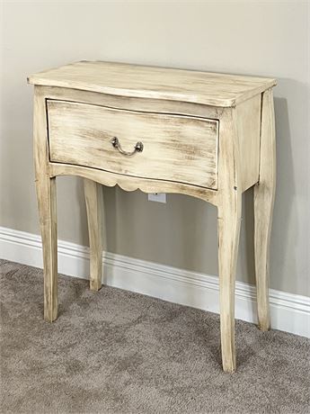 Distressed Antique White Accent Table With Cabriole Legs