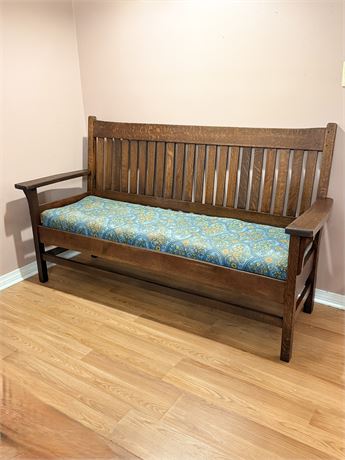 Tiger Oak Upholstered Seat Sofa/Bench