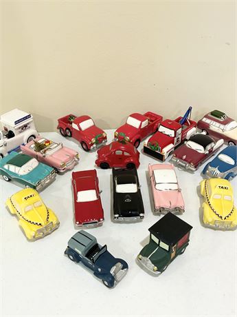 DEPT 56 ~ Heritage Village Collection Automobiles ~ Set of 17 Ceramic Vehicles